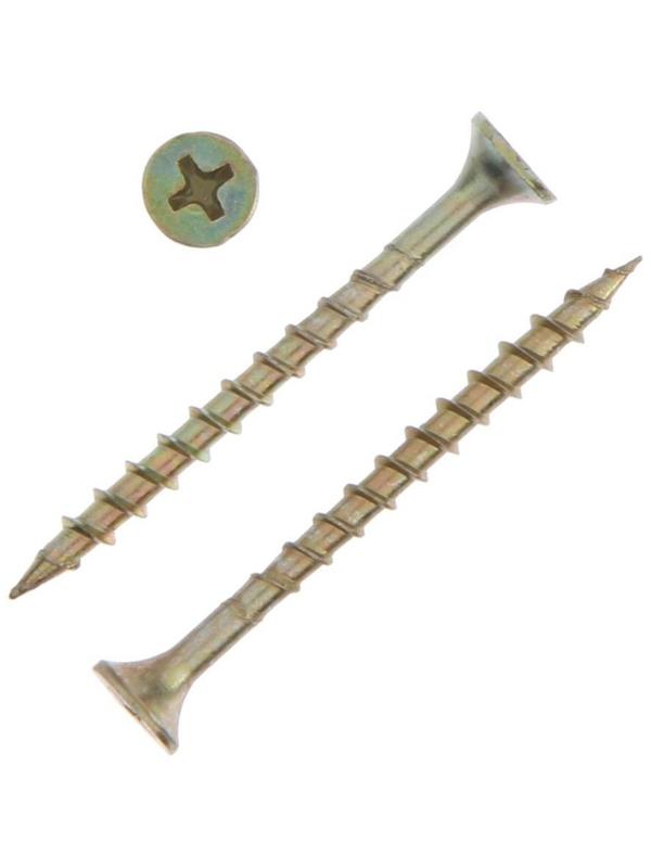 Саморез 3.5х45 мм ТУНДРА PREMIUM, потай, крупная резьба, шлиц PH, желтый цинк, 1 кг