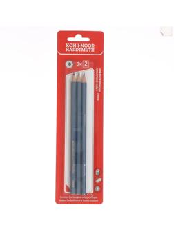 Набор карандашей чернографитных 3 штуки Koh-I-Noor 1703 HB, серый корпус, блистер