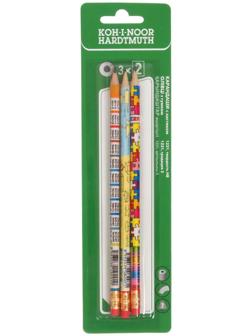Набор карандашей чернографитных 3 штуки Koh-I-Noor MIX 1231 HB, с ластиком, блистер