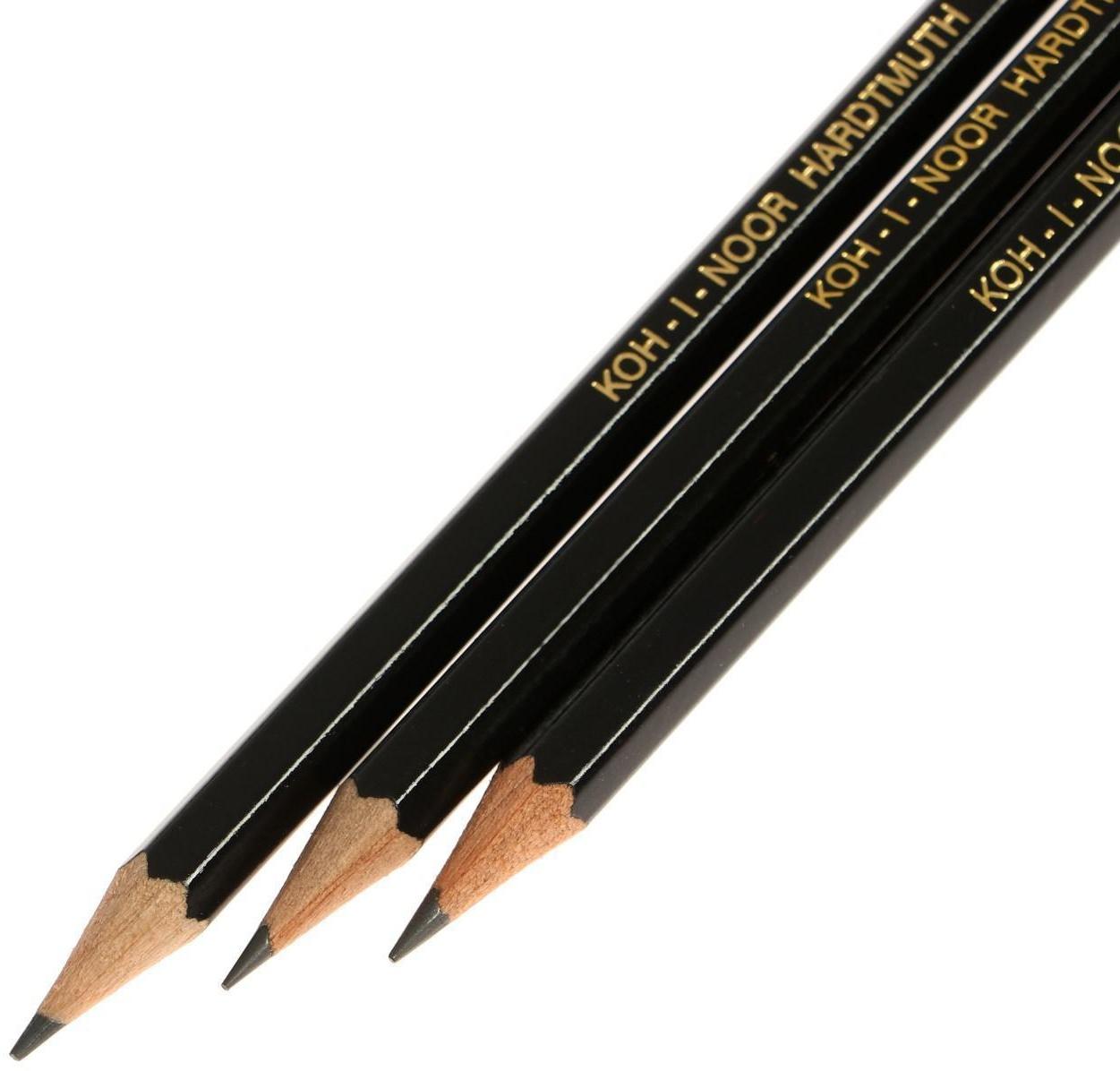 Набор карандашей чернографитных разной твердости 12 штук Koh-I-Noor TOISON D`OR 1902 ART 8B-8H, металлический пенал