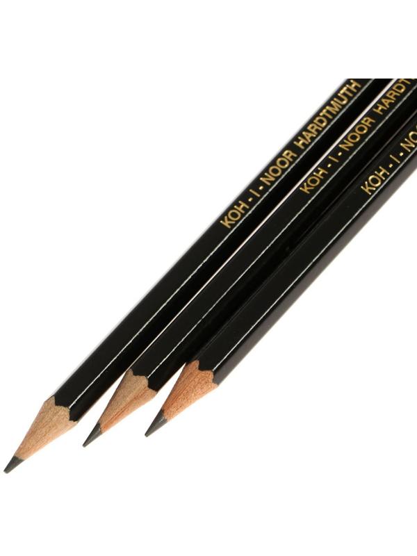 Набор карандашей чернографитных разной твердости 12 штук Koh-I-Noor TOISON D`OR 1902 ART 8B-8H, металлический пенал