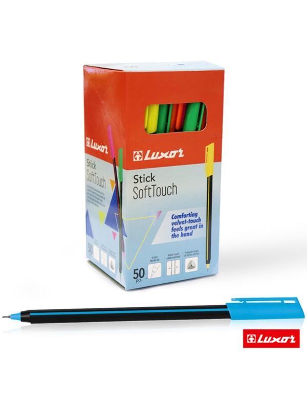 Ручка шариковая Luxor Stick Soft Touch, узел 0.7 мм, стержень синий