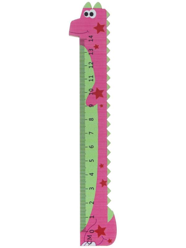 Линейка деревянная 14 см, deVENTE фигурная Dino (штрих-код), МИКС, в блистере