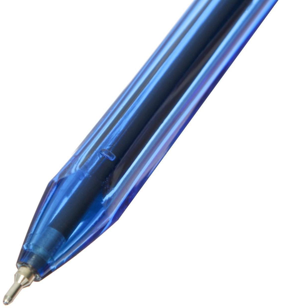 Ручка шариковая Beifa Стильная рез.упор, 0.5 стержень синий, трехгран., метал.након.