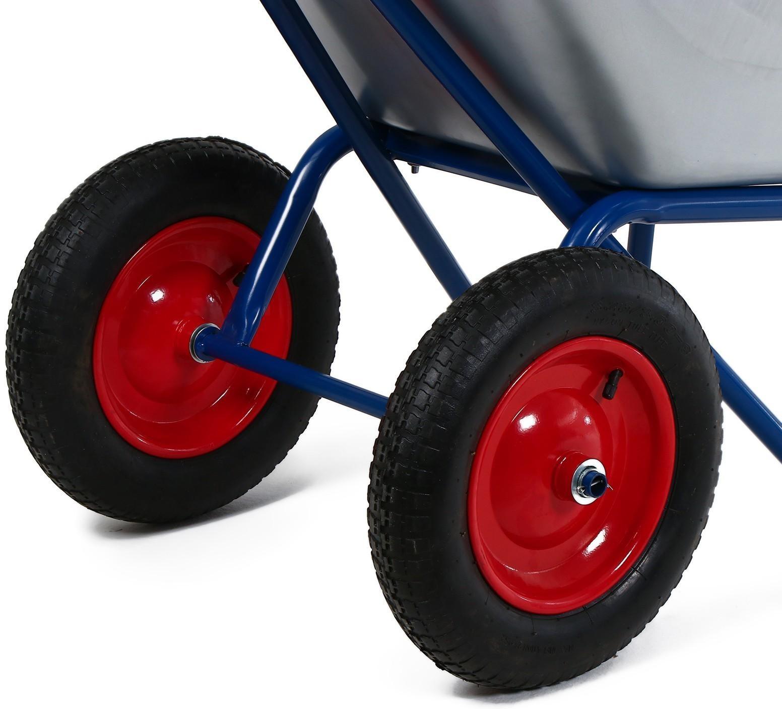 Тачка строительная, двухколёсная: груз/п 200 кг, объём 100 л, синие ручки