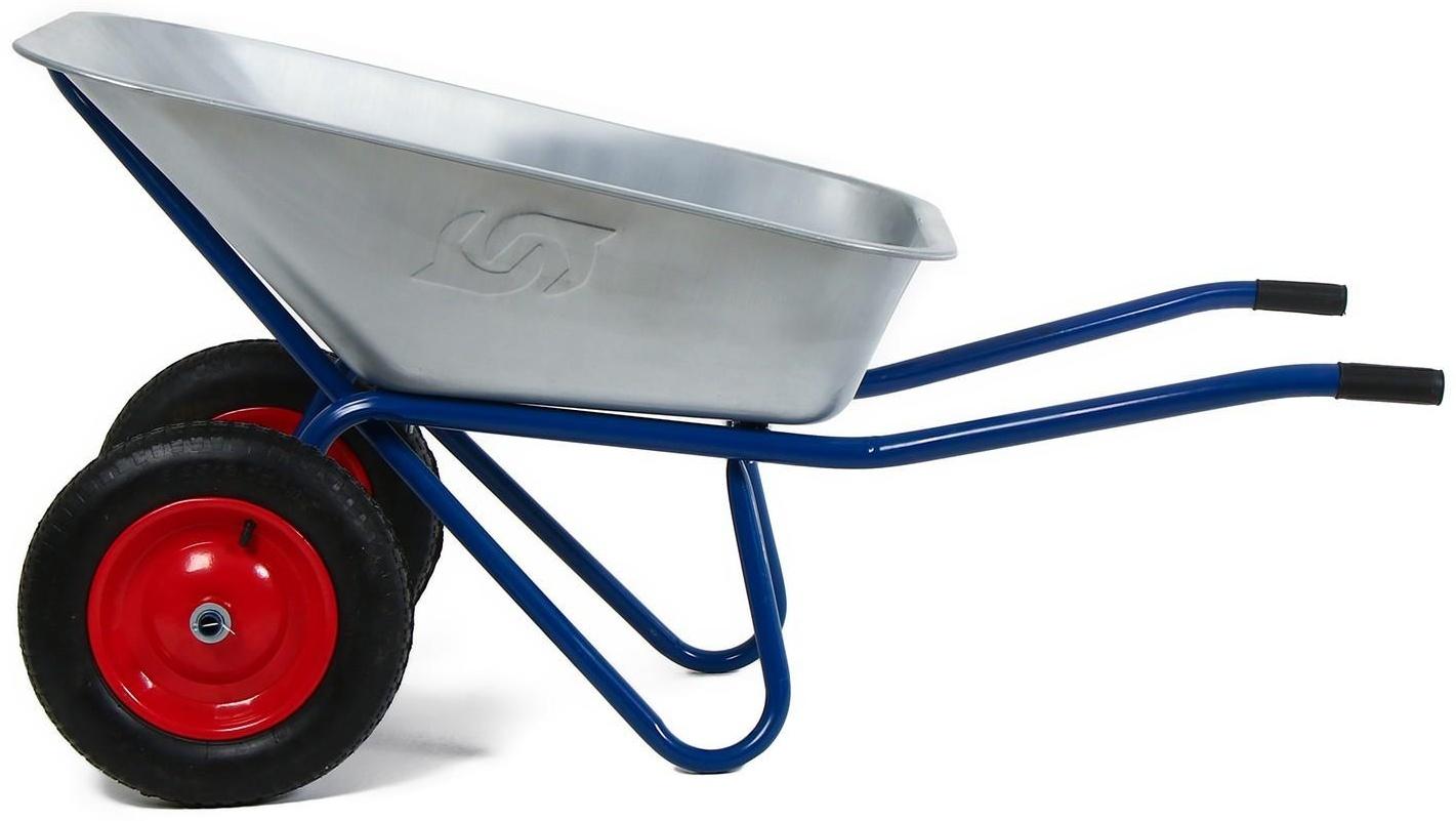 Тачка строительная, двухколёсная: груз/п 200 кг, объём 100 л, синие ручки