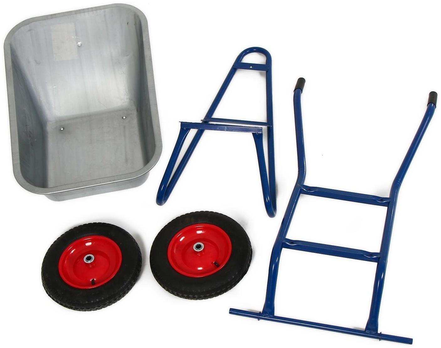 Тачка строительная, двухколёсная: груз/п 200 кг, объём 100 л, синие ручки