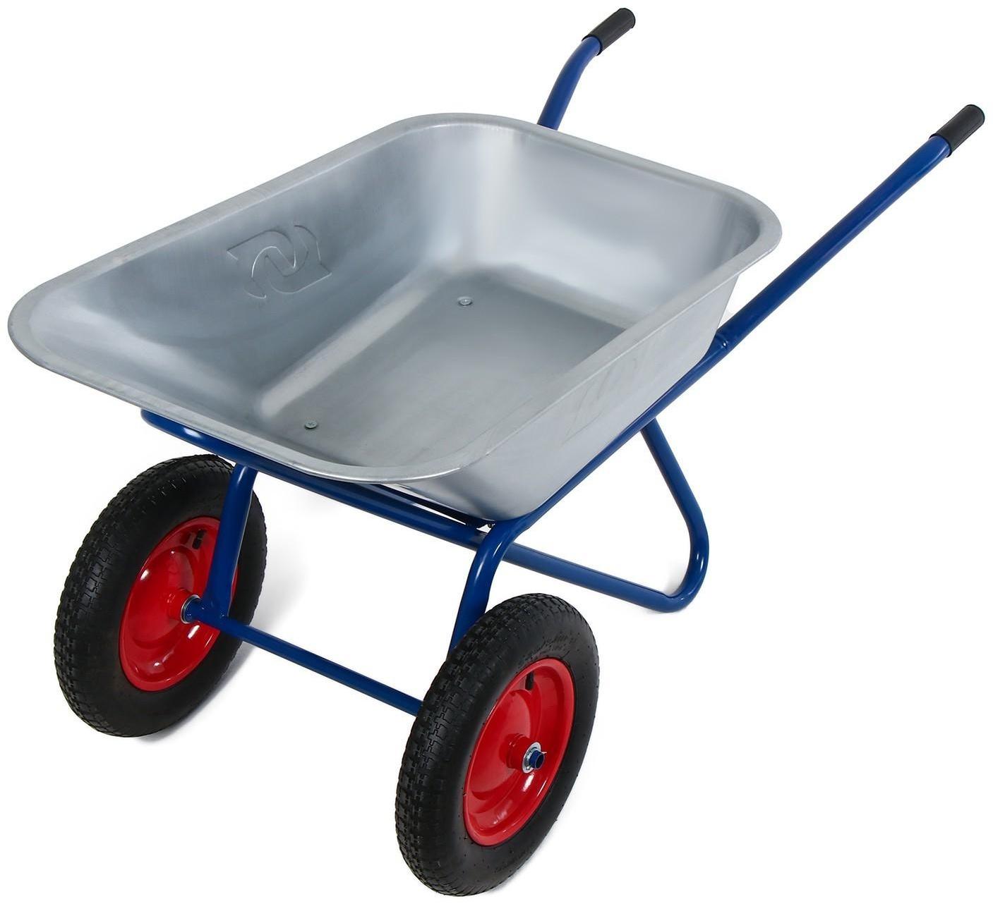 Тачка строительная, двухколёсная: груз/п 200 кг, объём 100 л, синие ручки