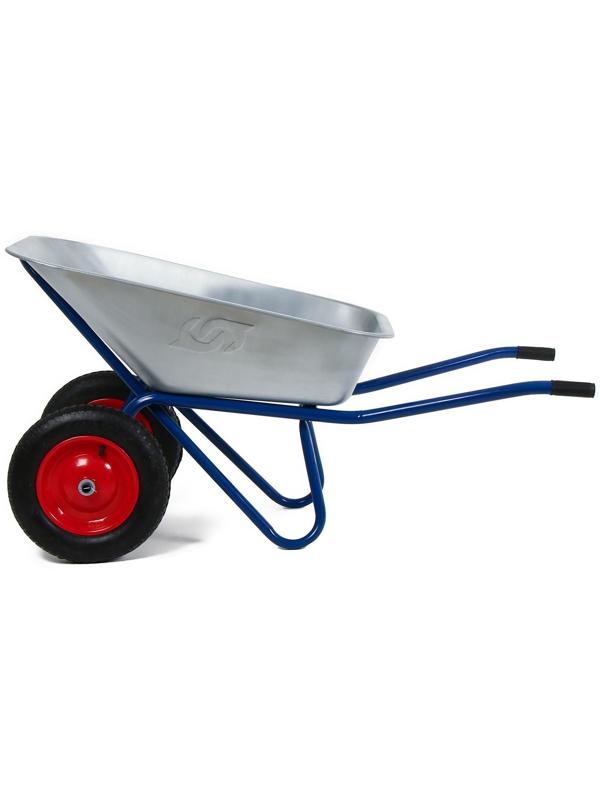 Тачка строительная, двухколёсная: груз/п 200 кг, объём 100 л, синие ручки