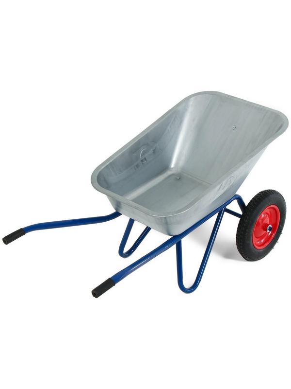 Тачка строительная, двухколёсная: груз/п 200 кг, объём 100 л, синие ручки