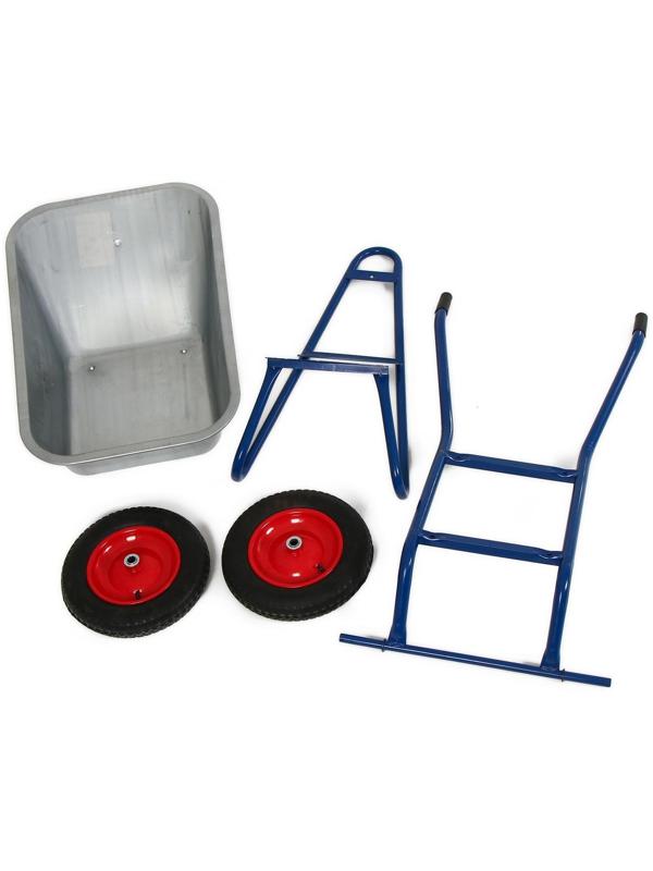 Тачка строительная, двухколёсная: груз/п 200 кг, объём 100 л, синие ручки