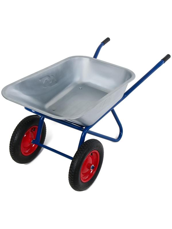 Тачка строительная, двухколёсная: груз/п 200 кг, объём 100 л, синие ручки