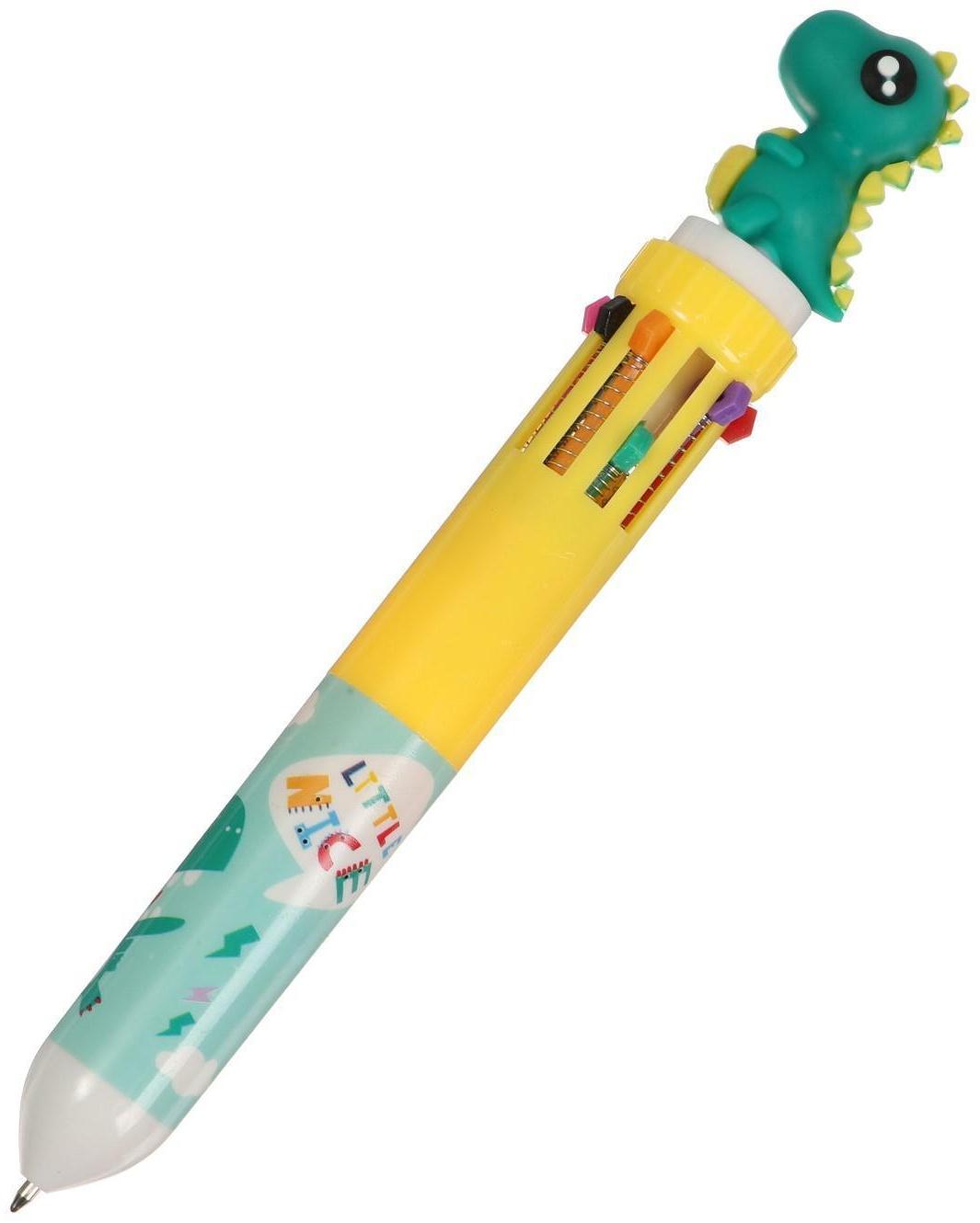 Ручка шариковая автоматическая 10-ти цветная, стержень 0,7мм МИКС Дракон