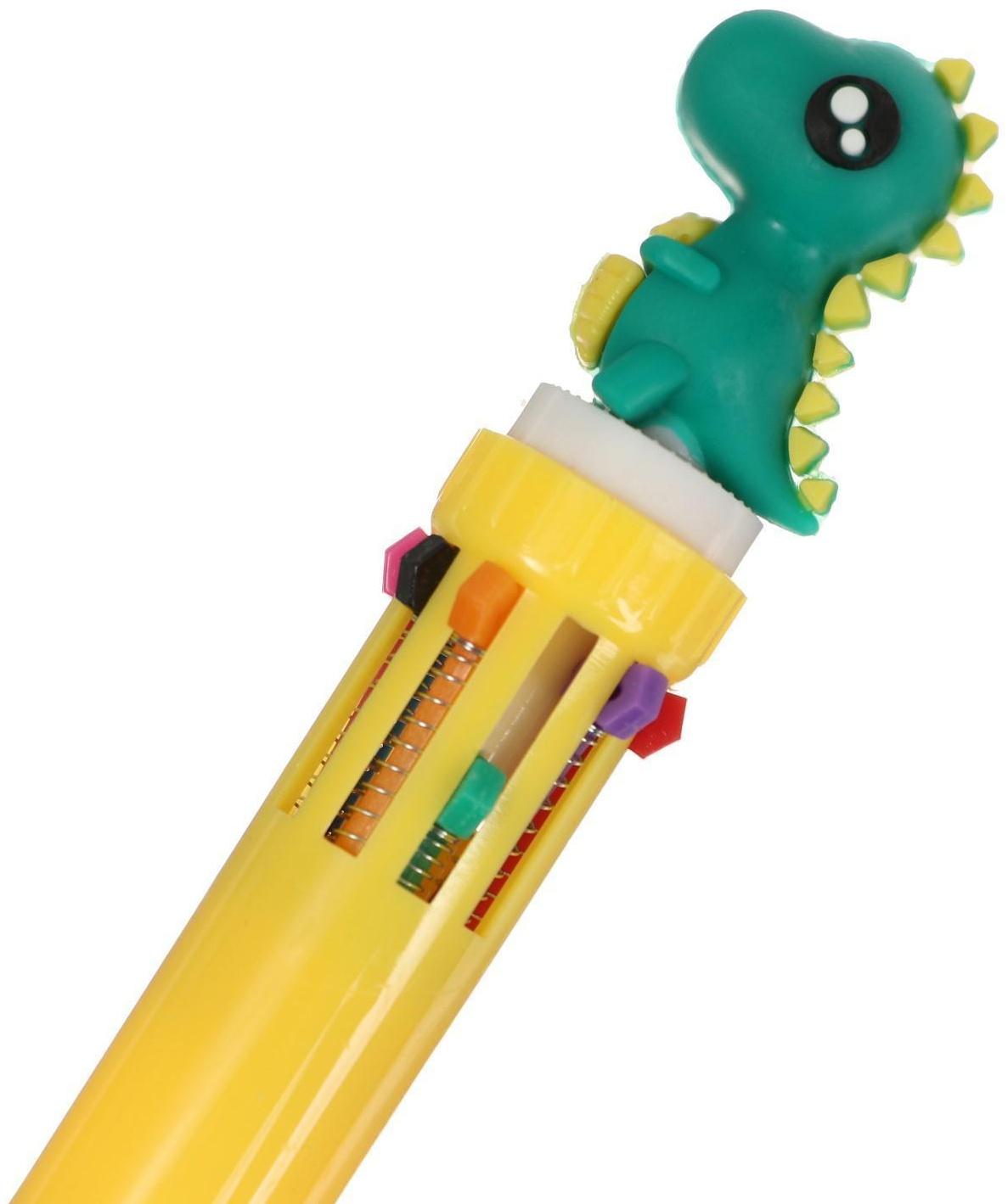 Ручка шариковая автоматическая 10-ти цветная, стержень 0,7мм МИКС Дракон