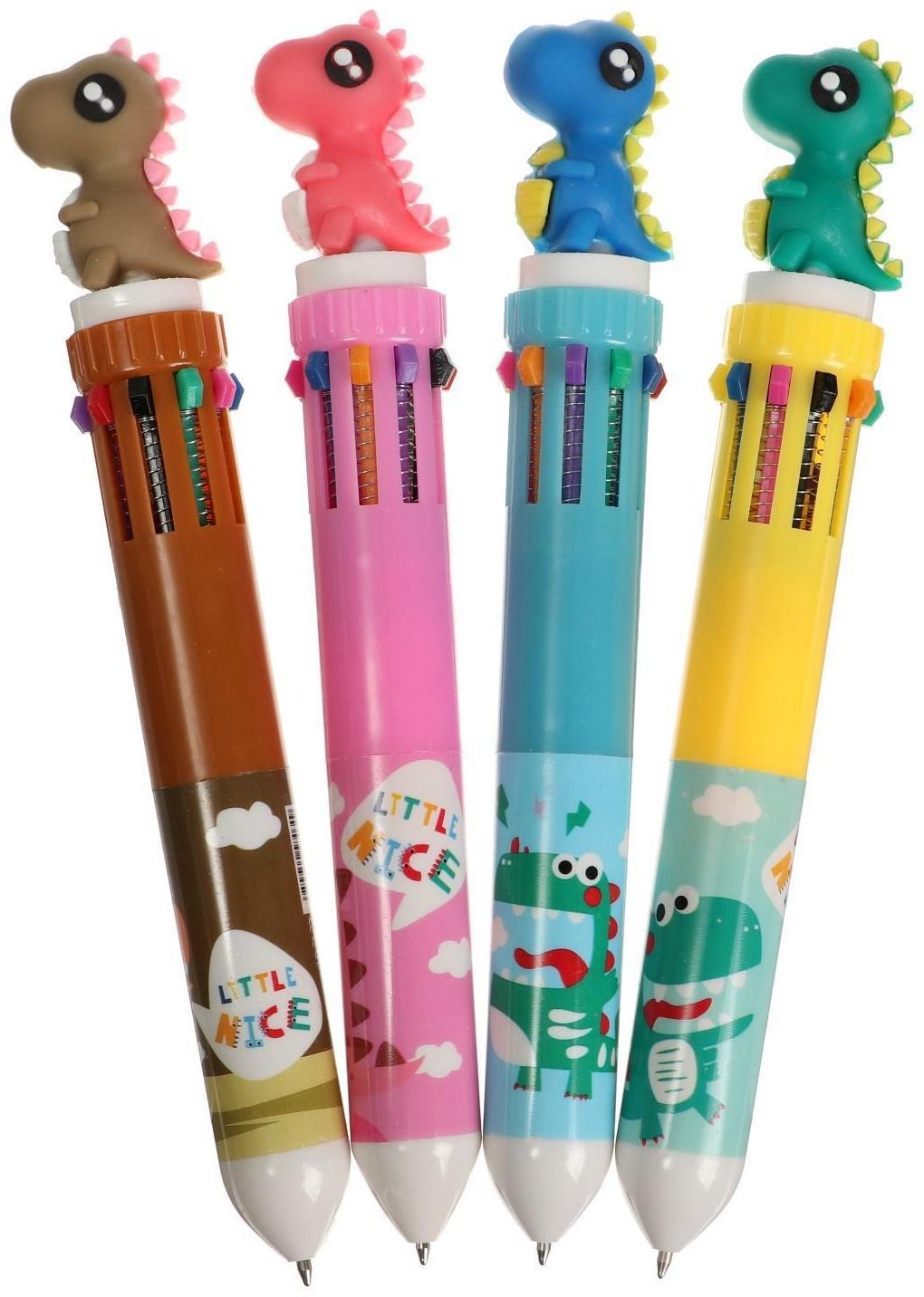 Ручка шариковая автоматическая 10-ти цветная, стержень 0,7мм МИКС Дракон