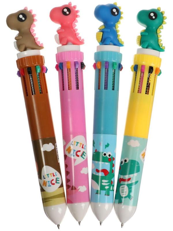 Ручка шариковая автоматическая 10-ти цветная, стержень 0,7мм МИКС Дракон