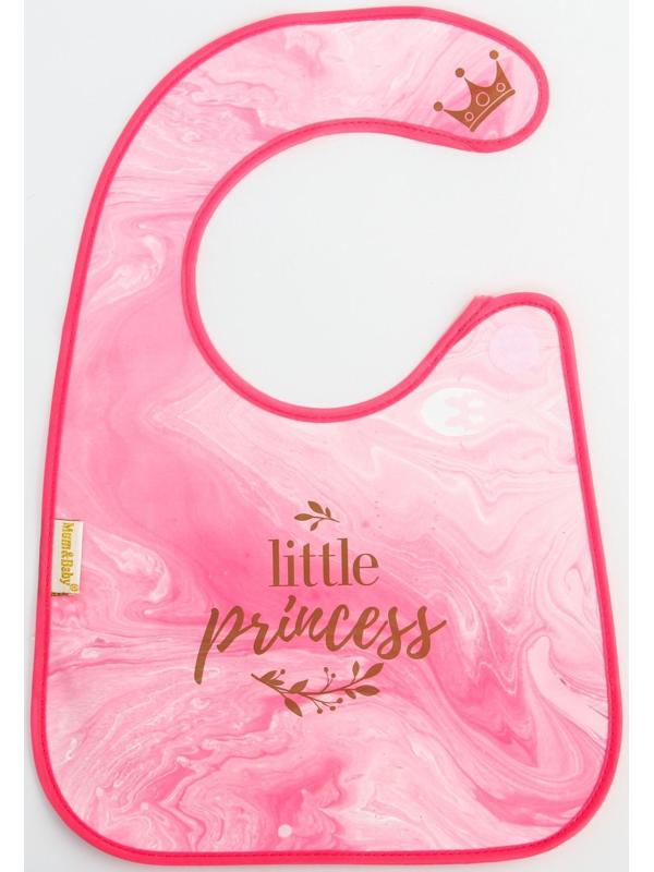 Нагрудник для кормления «Little princess» непромокаемый на липучке, с карманом