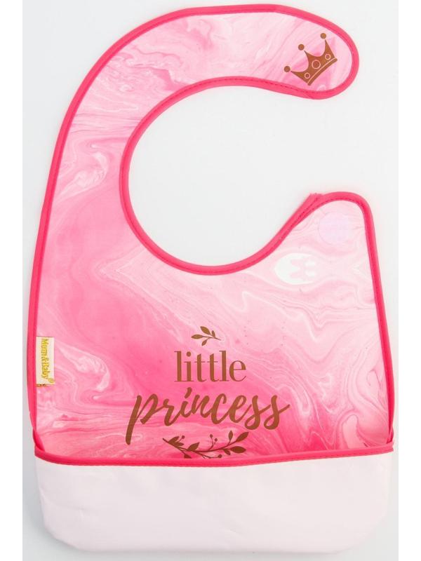 Нагрудник для кормления «Little princess» непромокаемый на липучке, с карманом