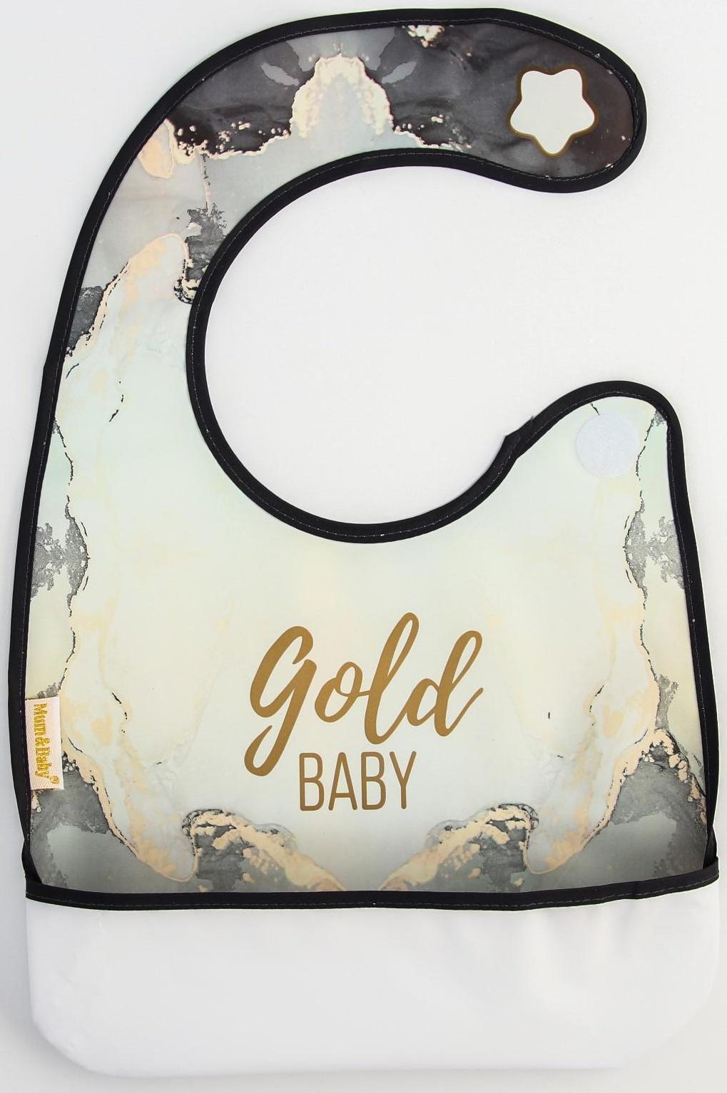 Нагрудник для кормления «Gold baby» непромокаемый на липучке, с карманом