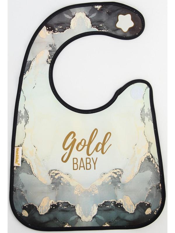 Нагрудник для кормления «Gold baby» непромокаемый на липучке, с карманом