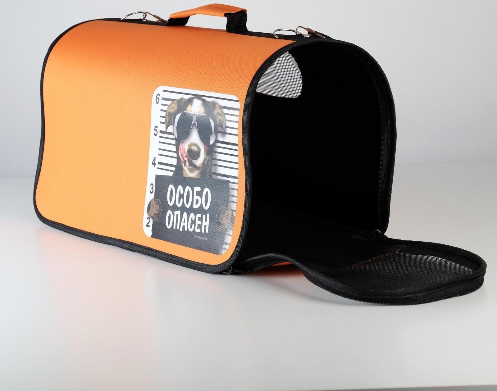 Сумка - переноска раскладная, каркасная «Особо опасен» 52x22x29 см