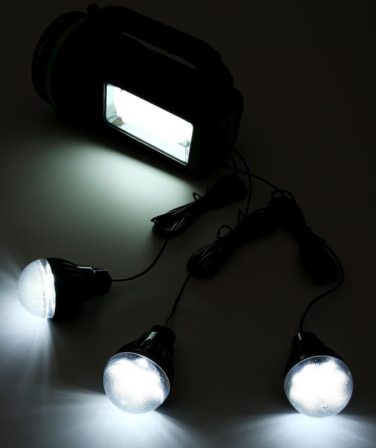 Фонарь кемпинговый аккумуляторный, с лампочками,10 вт, 9000 мАч, солнечная батарея, USB