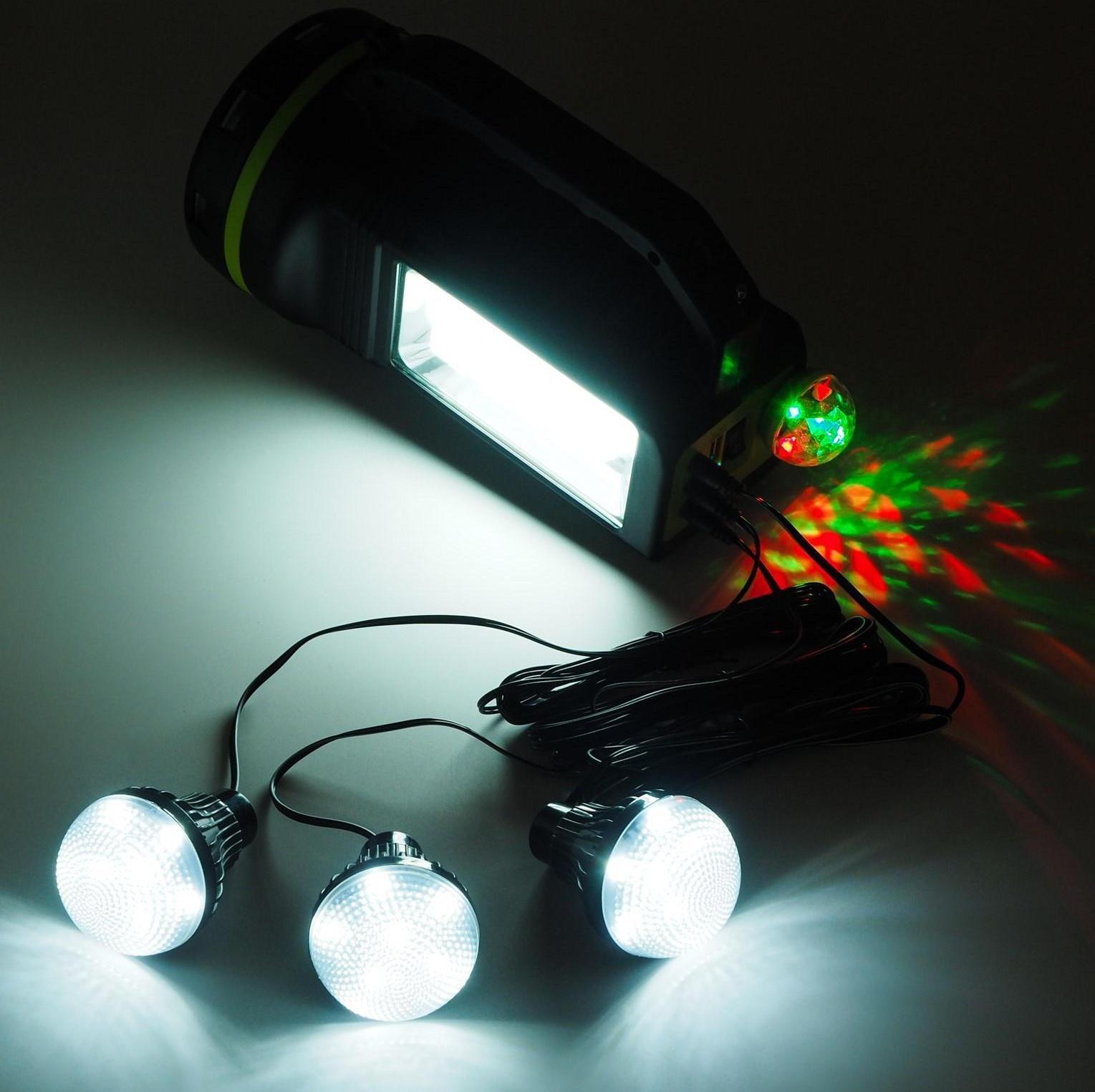 Фонарь кемпинговый аккумуляторный, с лампочками,10 вт, 9000 мАч, солнечная батарея, USB