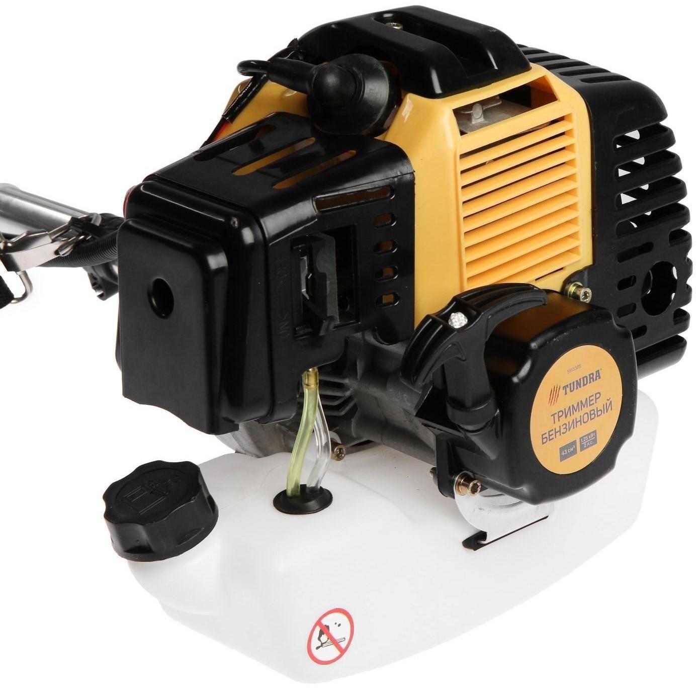 Триммер бензиновый ТУНДРА, Easy-start, леска/нож, 43 см3, 2 л.с., в двух коробках