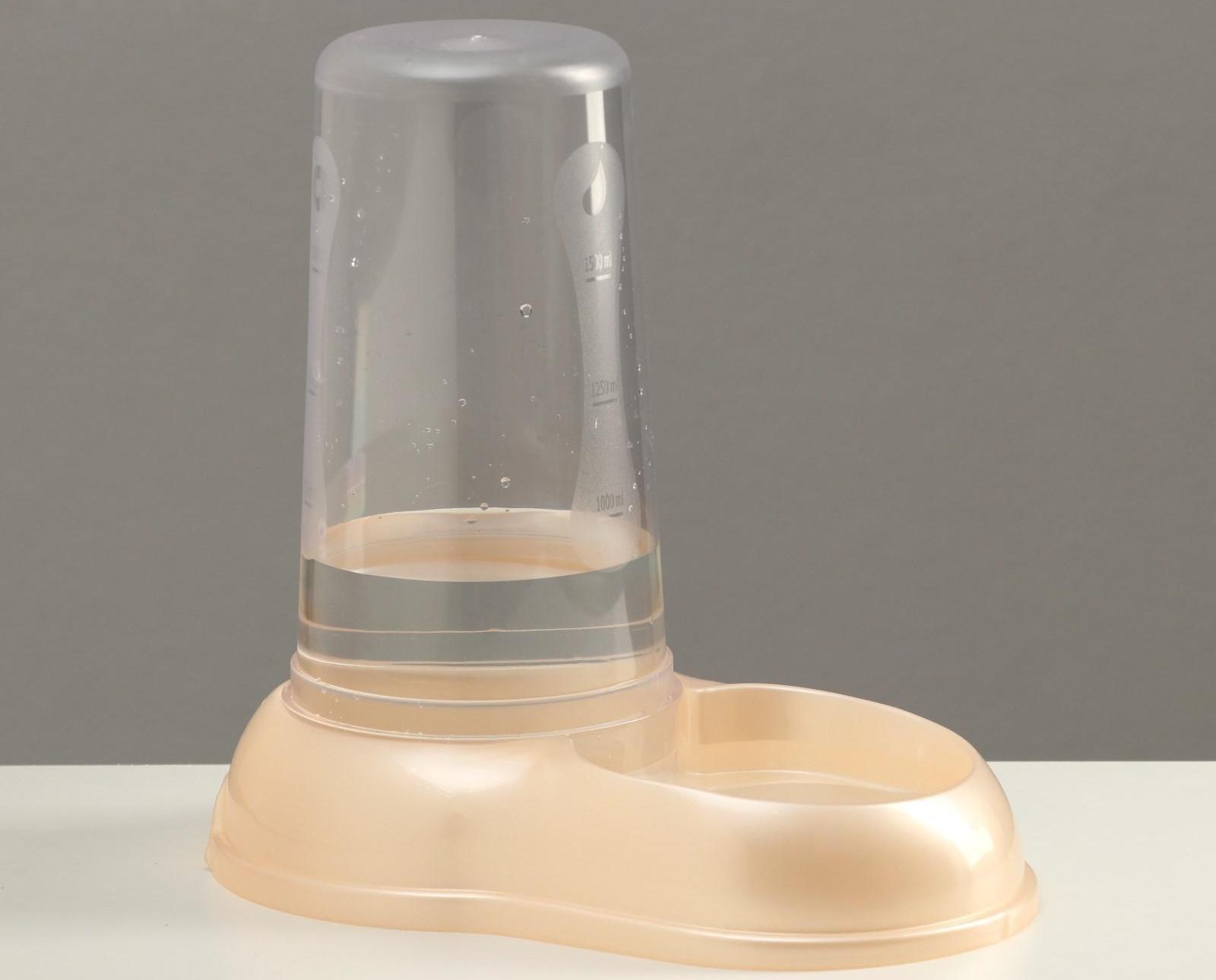 Автопоилка-автокормушка, бежевая перламутр, 1,5 л