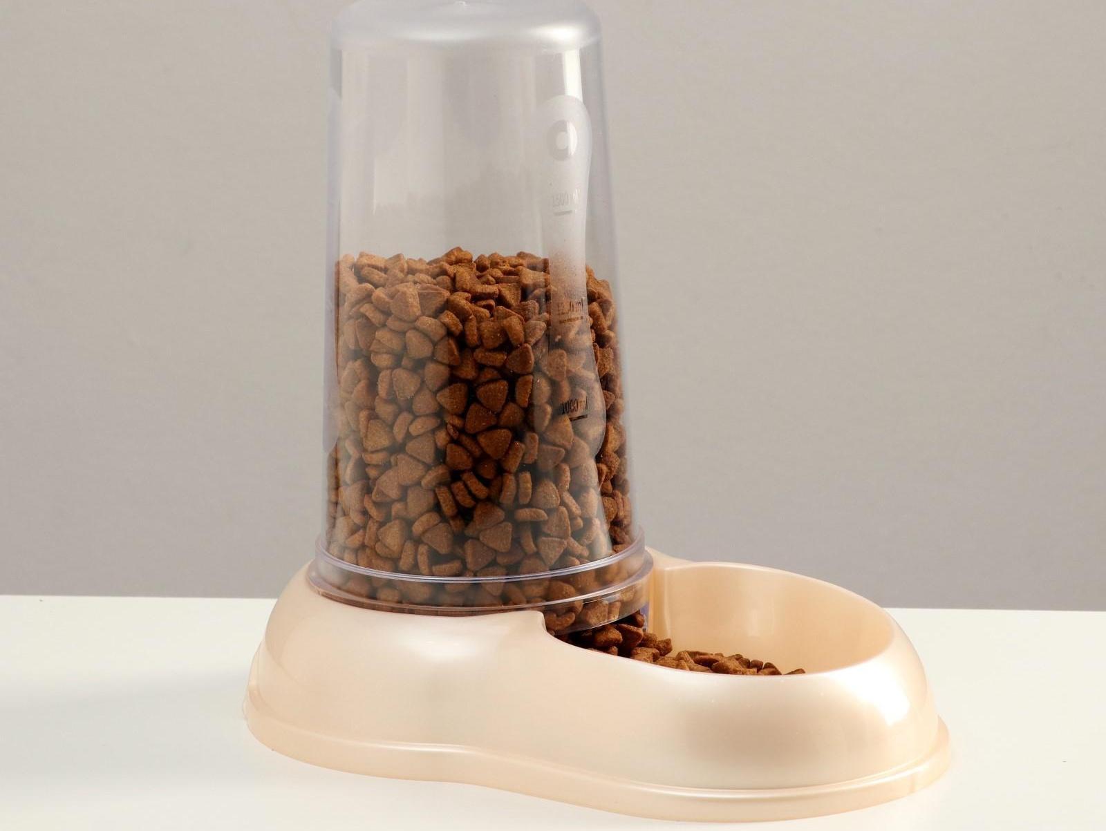 Автопоилка-автокормушка, бежевая перламутр, 1,5 л