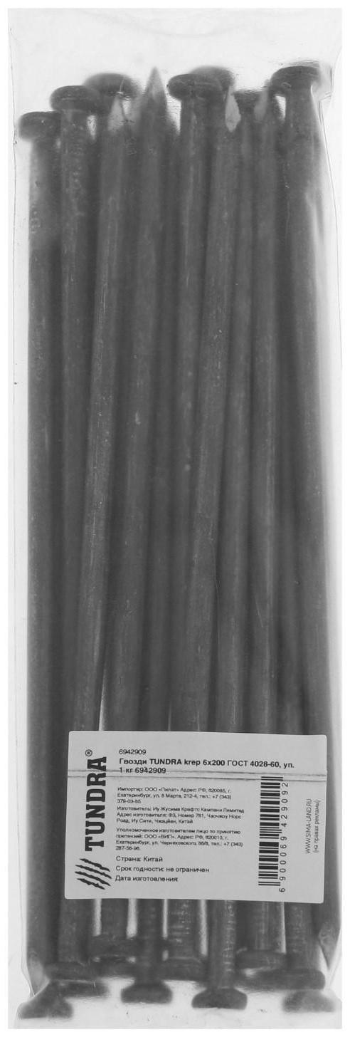 Гвозди ТУНДРА krep 6х200 мм, ГОСТ 4028-60, уп. 1 кг
