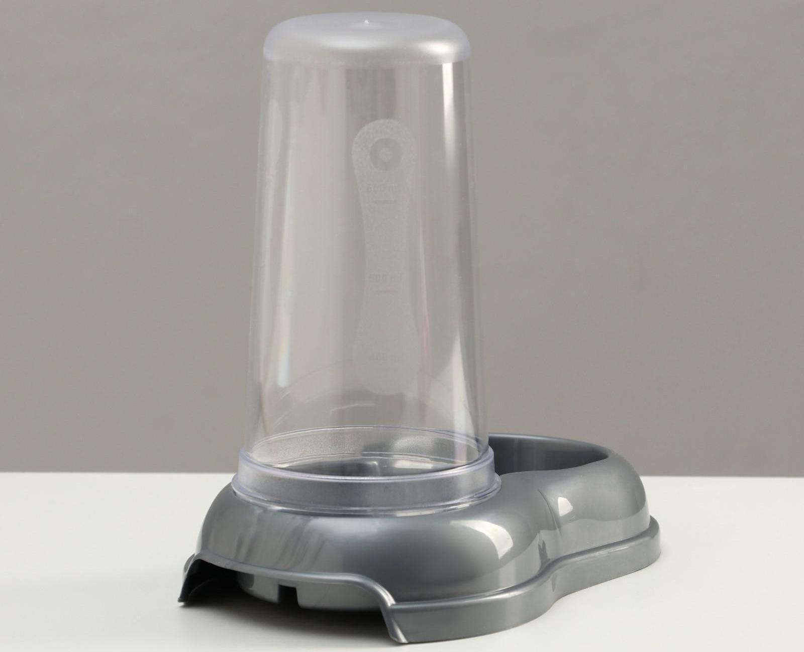 Автопоилка/автокормушка 0,6 л, серая перламутр