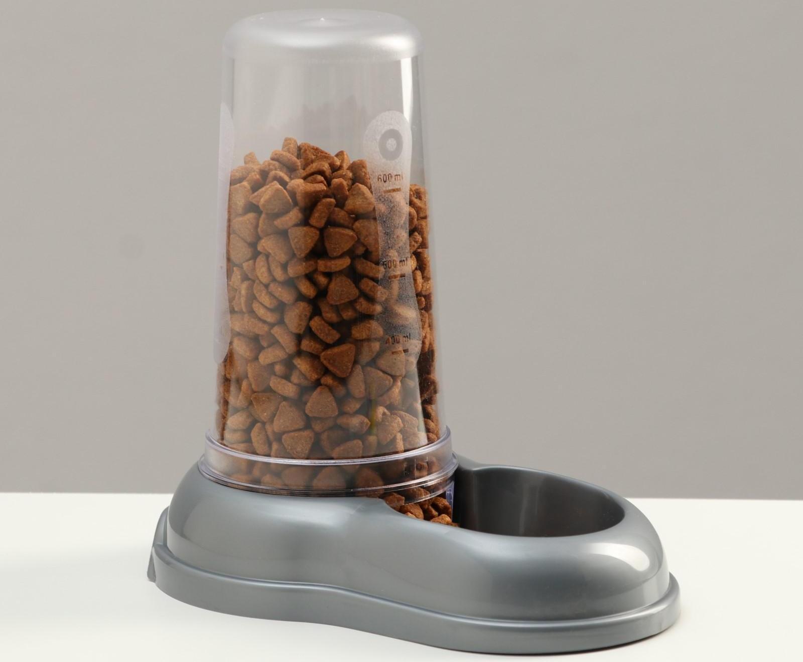 Автопоилка/автокормушка 0,6 л, серая перламутр