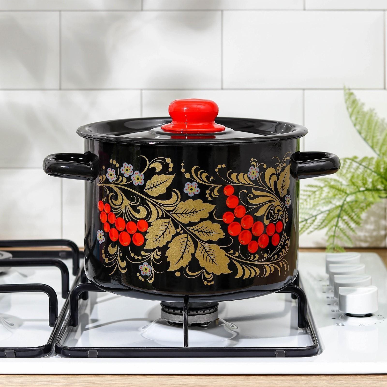 Кастрюля «Рябина», 4,5 л, индукция, цвет чёрный