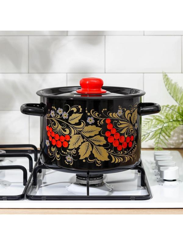 Кастрюля «Рябина», 4,5 л, индукция, цвет чёрный