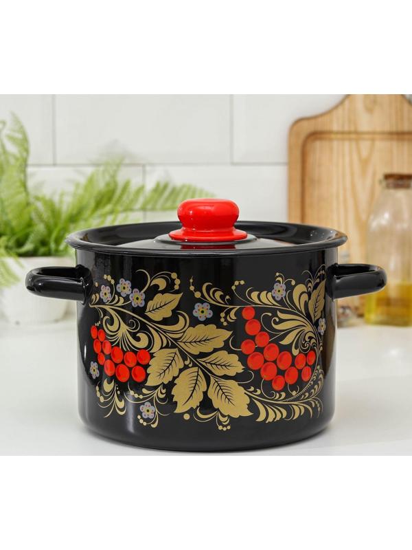 Кастрюля «Рябина», 4,5 л, индукция, цвет чёрный