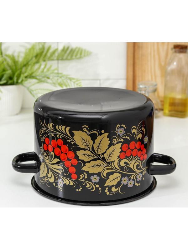 Кастрюля «Рябина», 4,5 л, индукция, цвет чёрный