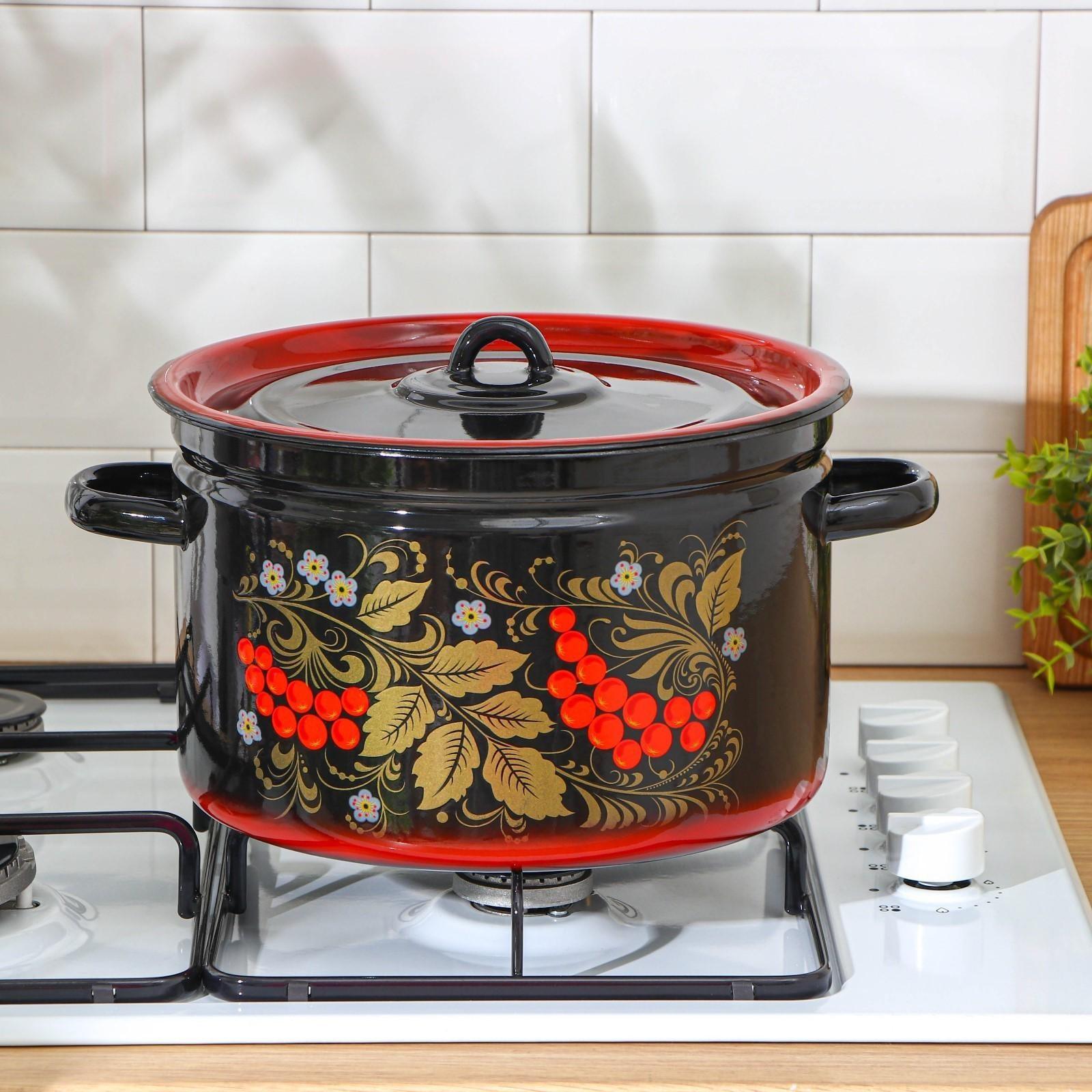 Кастрюля «Рябина», 7 л, индукция, цвет чёрный