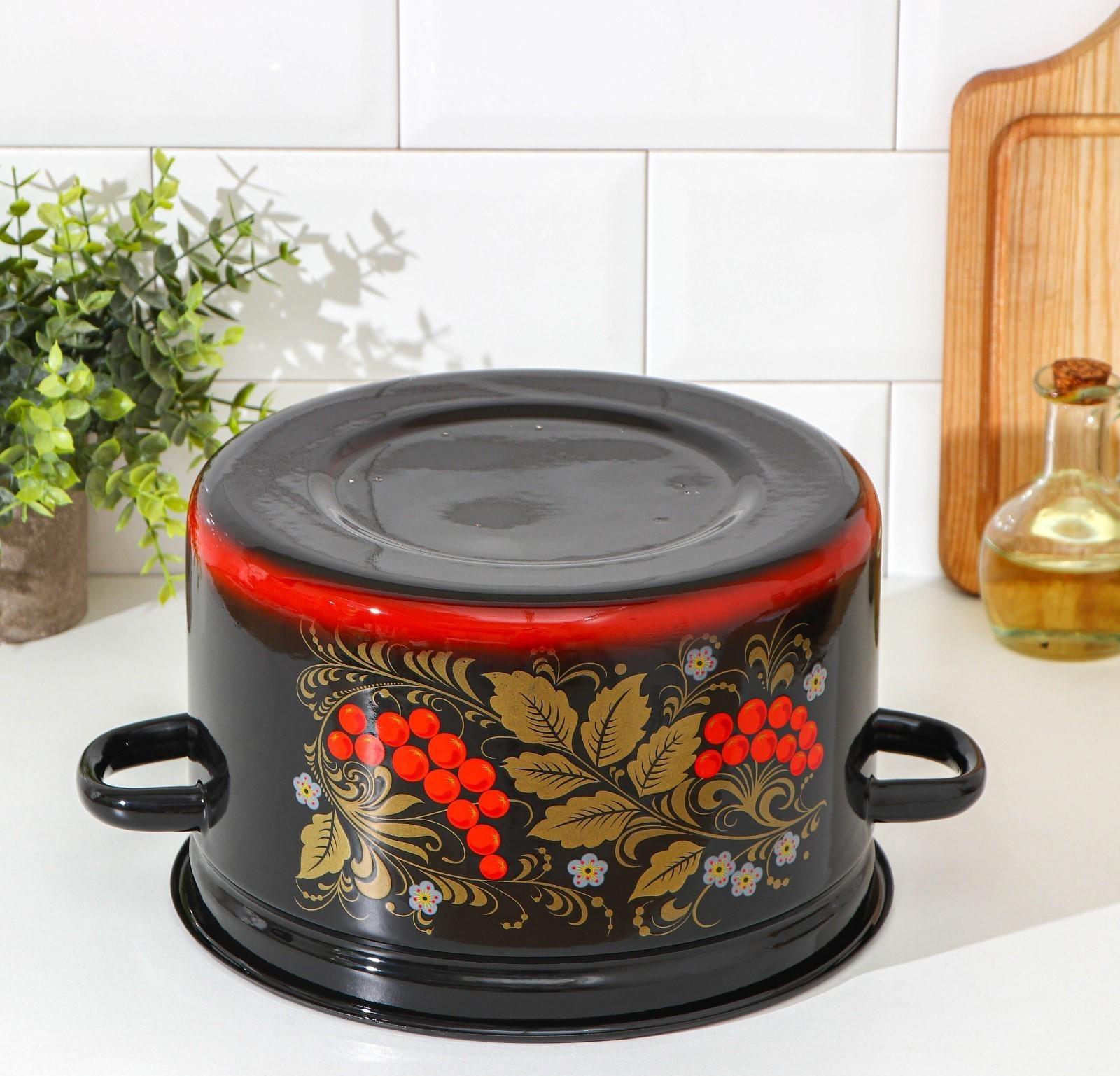 Кастрюля «Рябина», 7 л, индукция, цвет чёрный