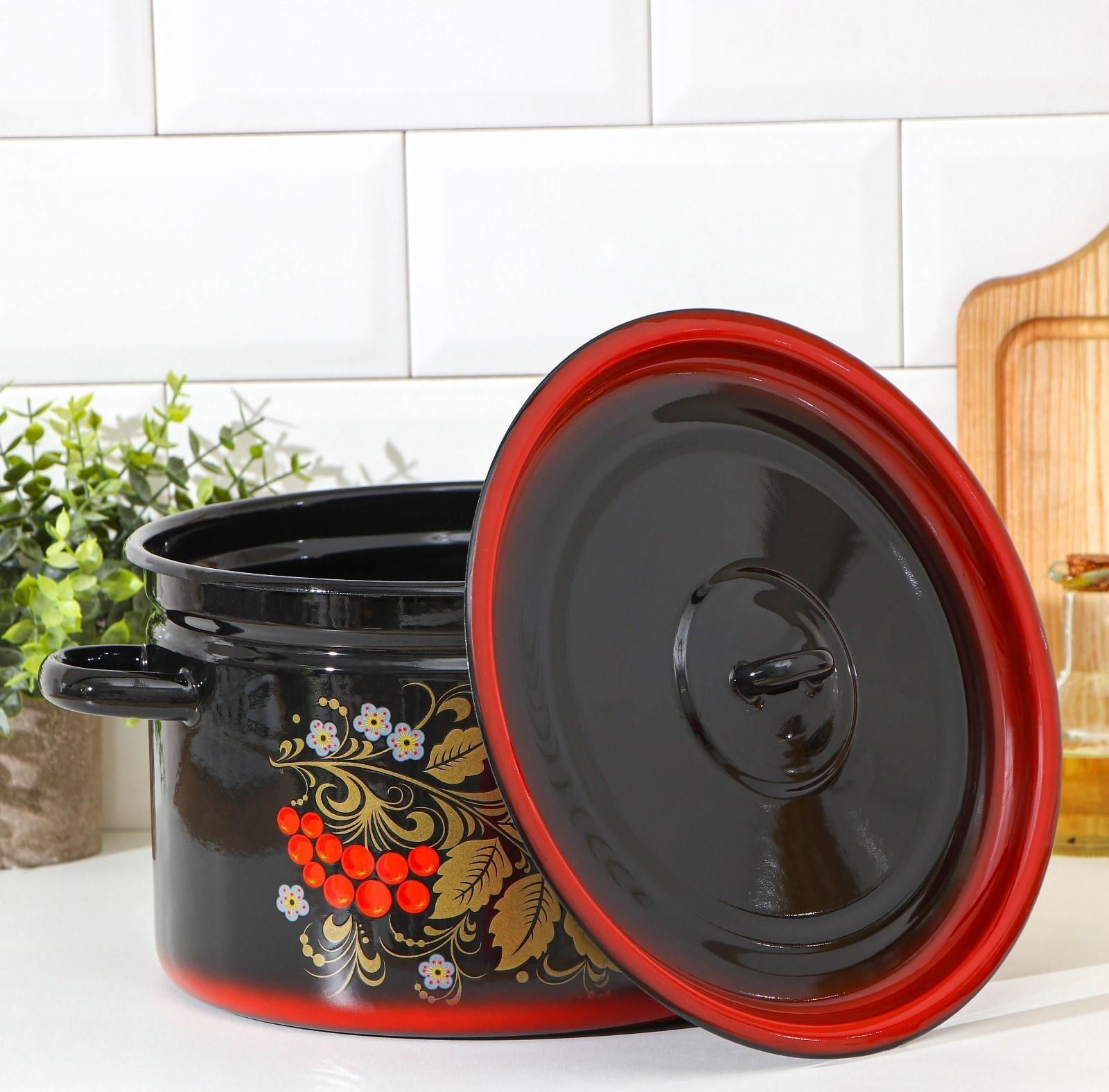 Кастрюля «Рябина», 7 л, индукция, цвет чёрный