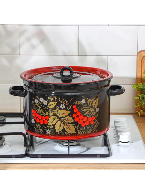 Кастрюля «Рябина», 7 л, индукция, цвет чёрный