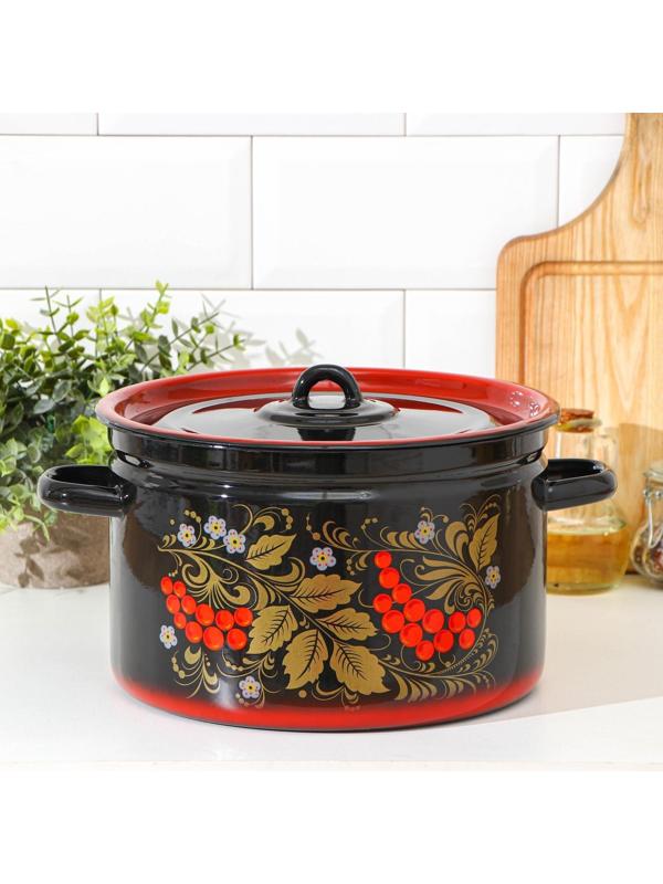 Кастрюля «Рябина», 7 л, индукция, цвет чёрный