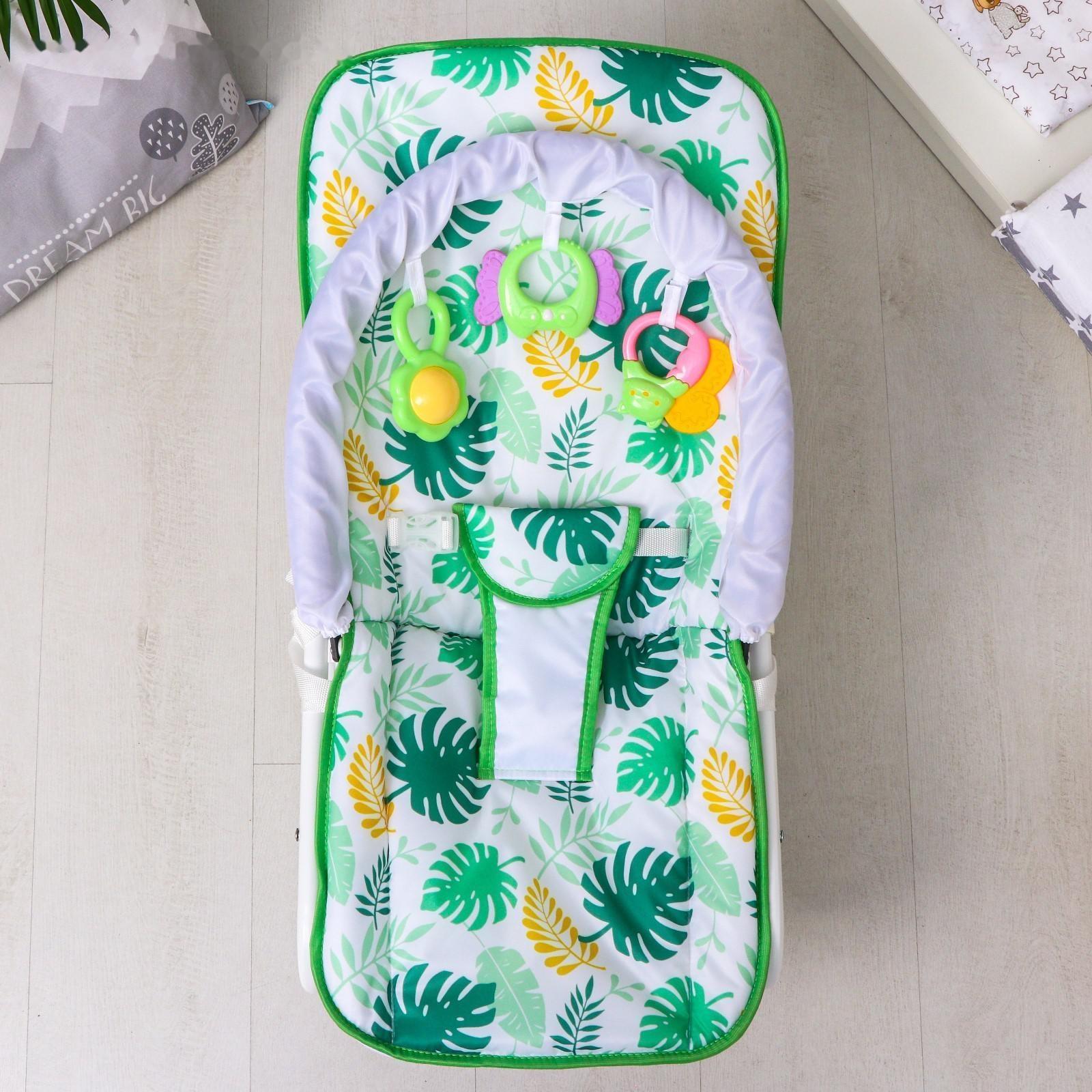 Шезлонг - качалка для новорождённых «Сафари», игровая дуга, игрушки МИКС