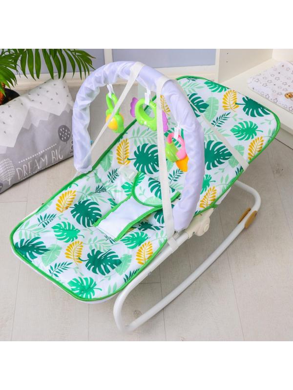 Шезлонг - качалка для новорождённых «Сафари», игровая дуга, игрушки МИКС