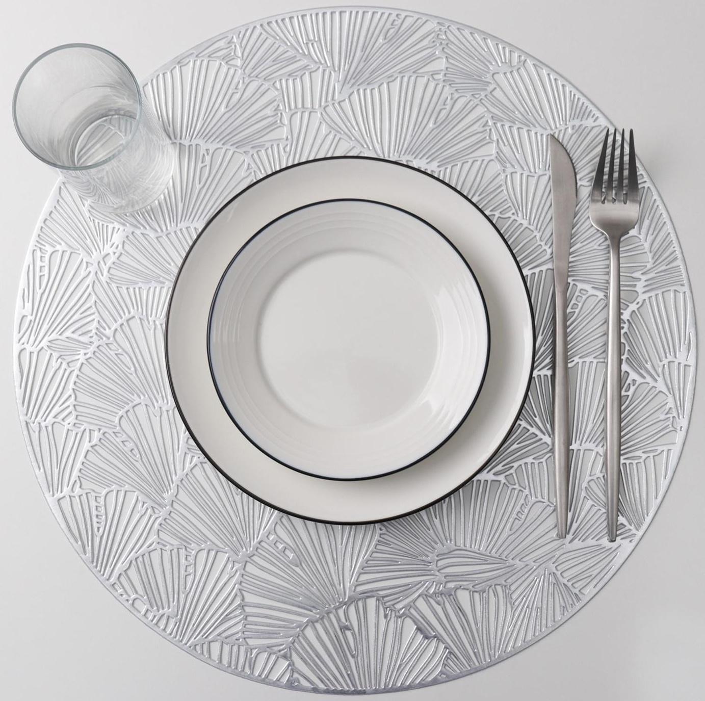 Набор салфеток сервировочных на стол Доляна «Веер», d=38 см, 4 шт, цвет серебряный