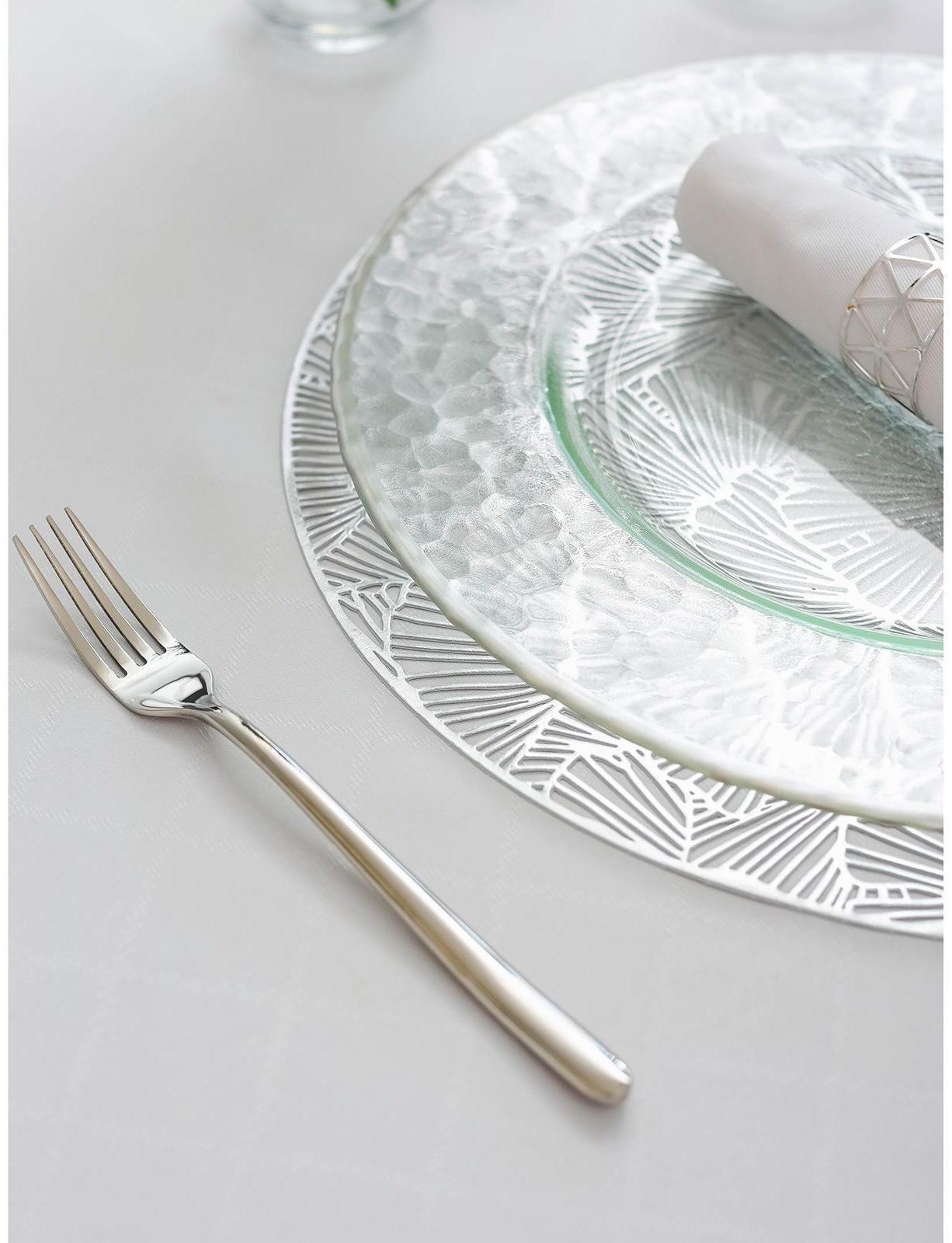 Набор салфеток сервировочных на стол Доляна «Веер», d=38 см, 4 шт, цвет серебряный