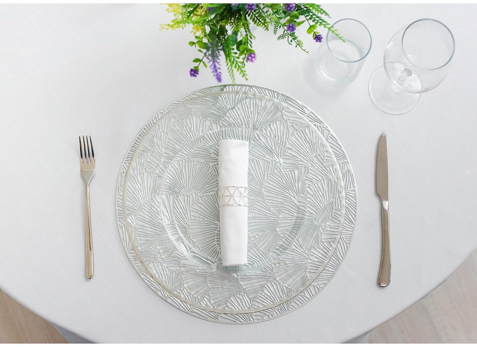 Набор салфеток сервировочных на стол Доляна «Веер», d=38 см, 4 шт, цвет серебряный