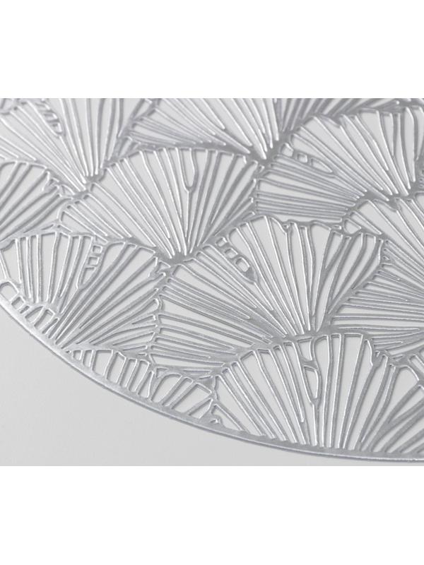 Набор салфеток сервировочных на стол Доляна «Веер», d=38 см, 4 шт, цвет серебряный