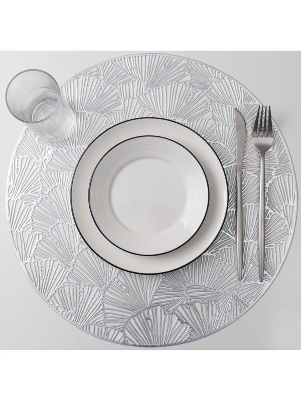 Набор салфеток сервировочных на стол Доляна «Веер», d=38 см, 4 шт, цвет серебряный