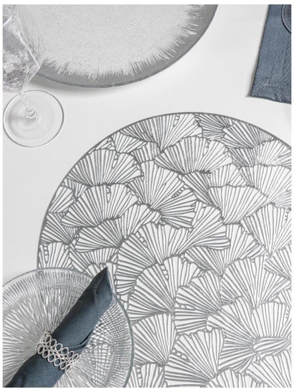 Набор салфеток сервировочных на стол Доляна «Веер», d=38 см, 4 шт, цвет серебряный